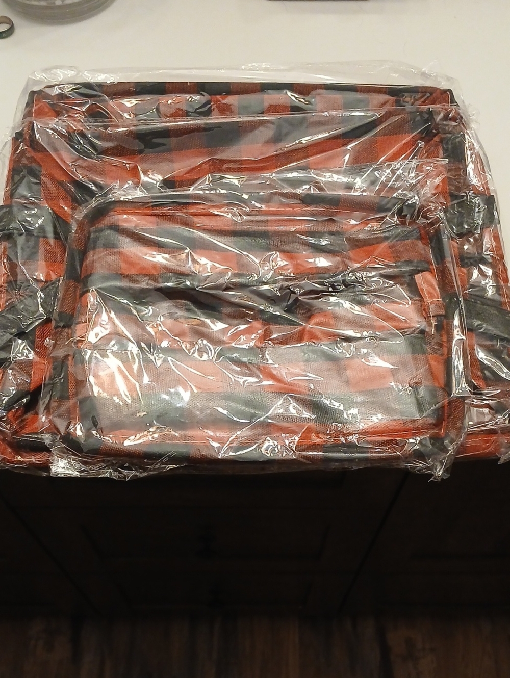 Black And Red Plaid Stoarage Containers
